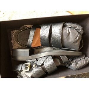 PURE NAVY BLACK GENUINE SOFT LEATHER SANDALS
